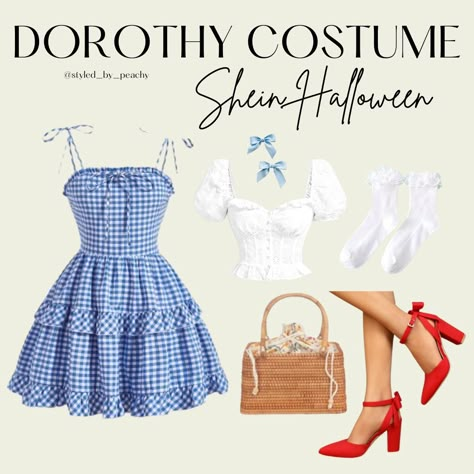 dorothy wizard of oz halloween costume outfit inspo Diy Dorthy Costume, Dorothy Costume Diy, Wizard Of Oz Costumes Diy, Dorthy Costume, Wizard Of Oz Dorothy Costume, Hot Halloween Costumes Women, Dorothy Halloween, Dorothy Halloween Costume, Queen Of Hearts Halloween Costume