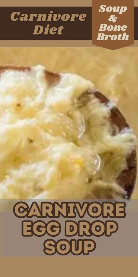 Try this delicious Carnivore Egg Drop Soup recipe. For more recipes follow my page. #carnivorediet #carnivore #healthyrecipes #upgradedhealth #recipes Carnivore Egg Drop Soup, Carnivore Egg Recipes, Carnivore Soup Recipes, Carnivore Soup, Egg Drop Soup Recipe, Caveman Diet Recipes, Metabolism Foods, Diet Soup, Diet Soup Recipes