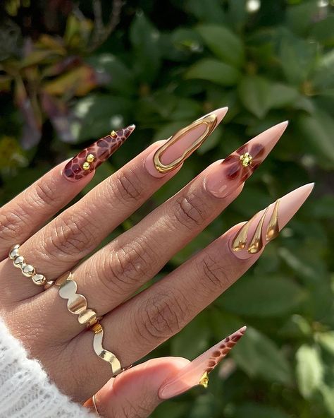 Zoila Luna | 🤎✨🤎 • • @nailzvalshop Naked Pink Series v-002 Discount code ZOILA10 • • • Set inspo ✨@addiisnails • • • • • #summernails#stilettonails… | Instagram Cool Long Nail Designs, One Nail Art Design, Long Cool Nails, Summer Long Nail Ideas, Extra Long Nail Designs, Long Nails Inspiration, Nails Design Long, Long Nails Design, Pink Nails Acrylic