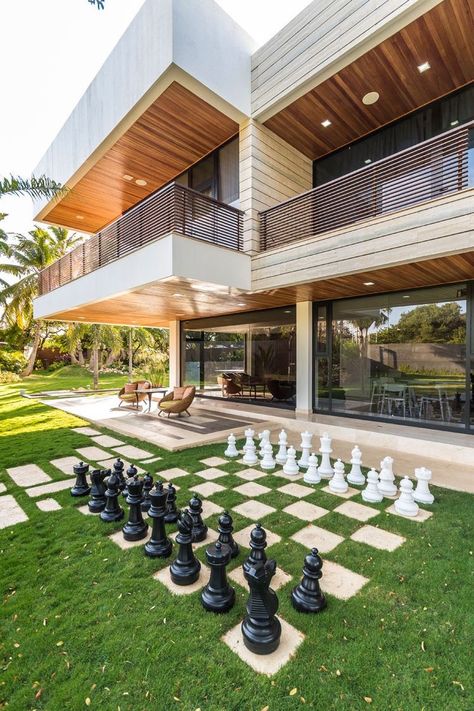 Giant Chess, Cheap Landscaping Ideas, Modern Landscape Design, Backyard Remodel, Backyard Games, Landscape Plans, Some Games, Landscaping Tips, Modern Landscaping