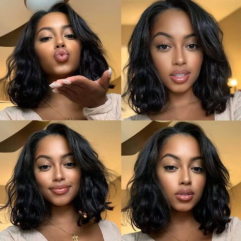 Short Synthetic Wigs, Short Wavy Weave Black Women, Short Wavy Sew In, Short Wavy Wigs For Black Women, Shoulder Length Wigs For Black Women, Short Wavy Hair Black Women, Wavy Bob Sew In, Short Curly Sew In Weave With Leave Out, Short Wavy Bob Black Women