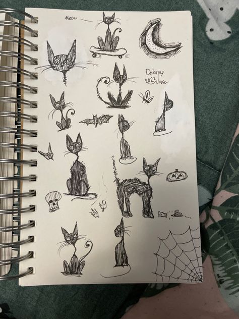 I love this style! It was very fun to make. Tim Burton Doodles, Tim Burton Cat, Small Doodle, Tim Burton Style, Cat Steps, Bad Art, Tim Burton, Love This, Doodles