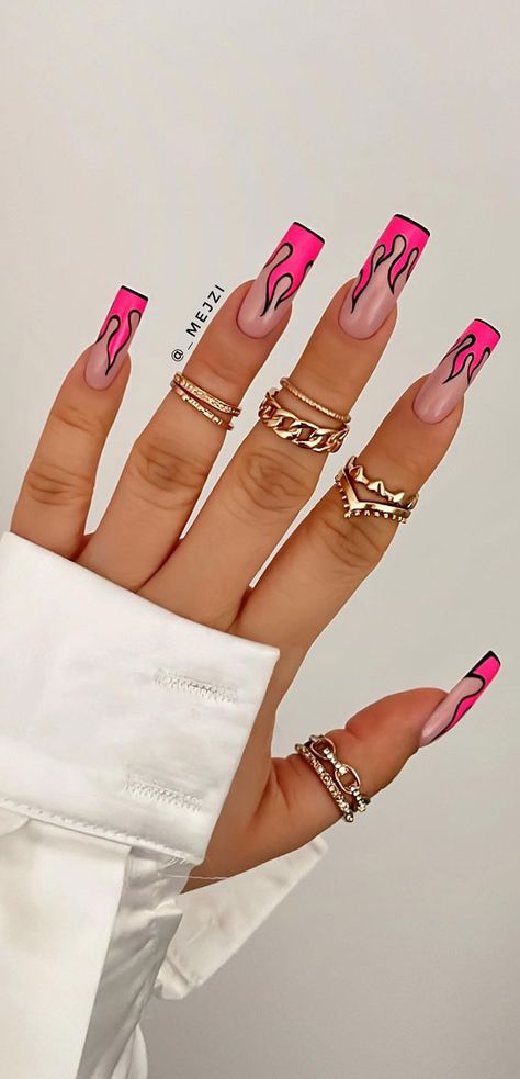 hot pink hot flame tip nails, nail colours summer 2022, summer nails, nail colours 2022, nail colors, summer nail colours 2022, summer nail designs, nail color ideas, summer nail colors for dark skin, summer nail ideas, trending nail colors Nail Colours 2022, Hot Nails Trends 2023 Summer, Hot Nails Trends 2022, Flame Tip Nails, Hot Pink Flame Nails, Hot Nails Trends 2023, Hot Pink Nail Ideas Summer, Nail Colours Summer, 2022 Nail Colors