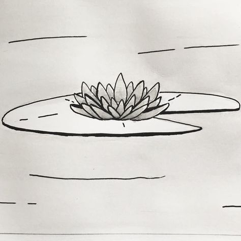 Lilypad Drawing, Lilypad Tattoo, Pond Tattoo, Tranquility Tattoo, Water Lily Drawing, Lotus Drawing, Water Lily Tattoos, Simple Tats, Lilies Drawing