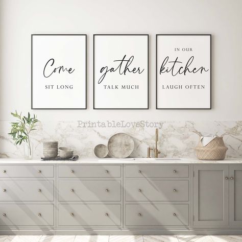 Kitchen wall decor,Kitchen printable decor,Kitchen signs,Come gather in our kitchen sign,Signs for Kitchen,Kitchen decor,Home signs,Home art by PrintableLoveStory on Etsy Room Prints, Scripture Print, Set Of 3 Prints, Bible Verse Wall, Kitchen Prints, Bible Verse Wall Art, Dining Room Walls, Kitchen Signs, Kitchen Wall Decor