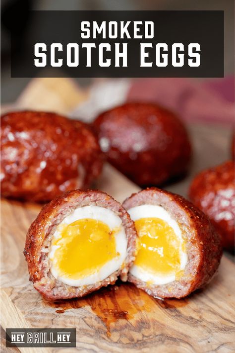 Breakfast On A Smoker, Smoked Scotch Eggs, Things To Put On The Smoker, Smoked Breakfast Sausage, Smoker Recipes Vegetarian, Unique Smoked Food, Pit Boss Vertical Smoker Recipes, Smoked Eggs In Smoker, Pellet Grill Appetizers