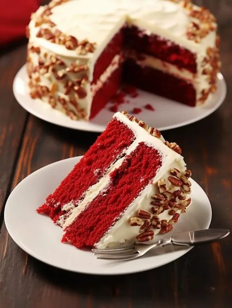 Ravishing Red Velvet Cake with Heavenly Cream Cheese Frosting Vegan Red Velvet Cake, Blue Velvet Cakes, Kek Lapis, Resipi Kek, Velvet Cake Recipes, Red Velvet Cake Recipe, Cake With Cream Cheese Frosting, Gateaux Cake, Best Cake Recipes