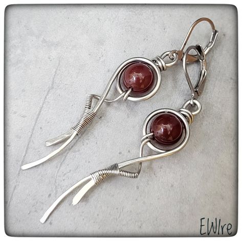 Wire Earrings Handmade, Wire Jewelry Earrings, Fairy Earrings, Wire Wrapped Stone Jewelry, Wire Wrap Jewelry Designs, Carnelian Earrings, Wire Wrapped Jewelry Diy, Wire Wrapped Jewelry Tutorials, Copper Wire Jewelry