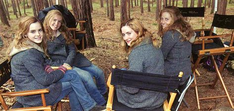 Emma Watson With Her Stunt Doubles On The Set Of Harry Potter Photo Harry Potter, Harry Potter Day, Film Harry Potter, Rory Mccann, Linda Carter, Theme Harry Potter, Stunt Doubles, Ian Mckellen, Images Harry Potter