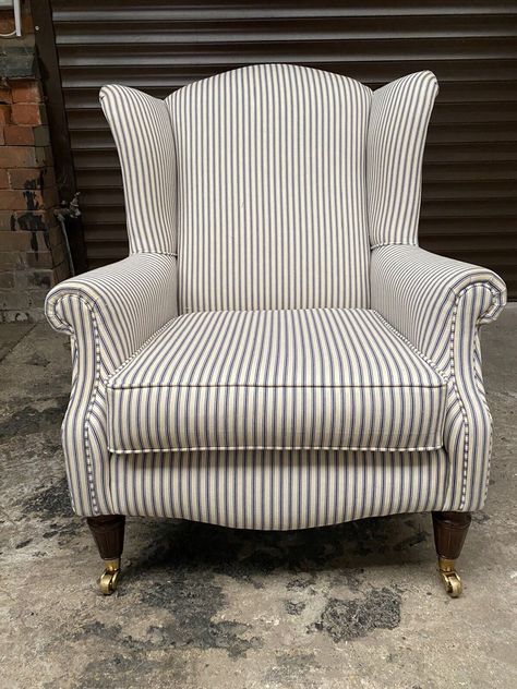 laura ashley armchair  -Southwold Chair - Blue Ticking Stripe  | eBay Lazy Boy Furniture Living Rooms, Ashley Armchair, Lazy Boy Furniture, Floral Armchair, Lazy Boy, Room Seating, Ticking Stripe, Living Room Seating, Laura Ashley