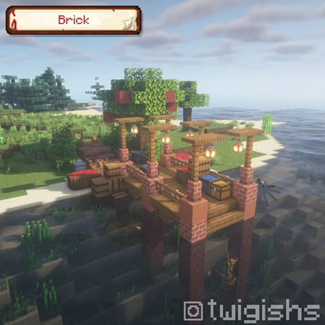 I built 4 dock designs in minecraft, medieval, brick, desert and farm dock designs. These minecraft dock builds can be used as minecraft inspiration or as something to copy into your minecraft world. Enjoy! Minecraft Farm Ideas On Water, Minecraft Building On Water, Minecraft House With Dock, Minecraft Dock Design Cottagecore, Minecraft Water Farm, Minecraft Farm On Water, Cute Dock Minecraft, Minecraft Fishing Dock Aesthetic, Minecraft Jetty