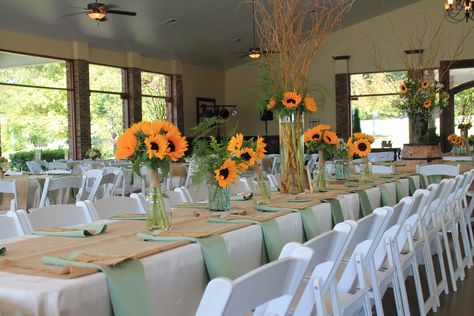 Sage And Sunflower Wedding Decor, Sunflower Sage Green Wedding, Sunflower And Eucalyptus Wedding, Emerald And Sunflower Wedding, Sage Sunflower Wedding, Green And Sunflower Wedding, Sage Green And Sunflower Wedding, Chantelle Wedding, Marigold Wedding