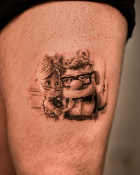 UP 🎈One of the most romantic movie from @pixar @disney A birthday gift to my dearest brother-in-law, sometimes it’s just perfect to bless others with what I’m capable of doing. Is it cool as a gift? Done with @fkirons @kwadron @masttattoo.official #realistictattoo #portraittattoo #disneyuptattoo #uptattoo #disneytattoo #香港紋身 Hk Tattoo, Bless Others, My Dearest, Up Tattoos, Brother In Law, Disney Tattoos, Romantic Movies, Most Romantic, Pixar