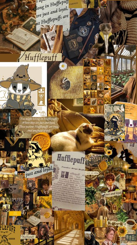 Hufflepuff Harry Potter Houses Aesthetic, Harry Potter Wallpaper Hufflepuff, Hufflepuff Core, Hufflepuff Characters, Huffle Puff, Hufflepuff Wallpaper, Fan Aesthetic, Themed Wallpapers, Aesthetic Collages