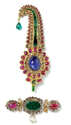 Click this image to show the full-size version. Mughal Jewelry, Colored Stones, Royal Jewels, Royal Jewelry, Crown Jewels, Kundan Jewellery, Antique Jewellery, Indian Jewellery, Gold Set