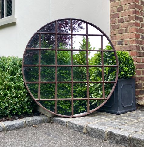 Large garden round architectural mirror Diy Garden Mirror, Garden Mirror Ideas, Outdoor Mirrors Garden, Architectural Mirror, Outdoor Mirrors, Wall Mirror Ideas, Mirror Garden, Deco Garden, Garden Mirror