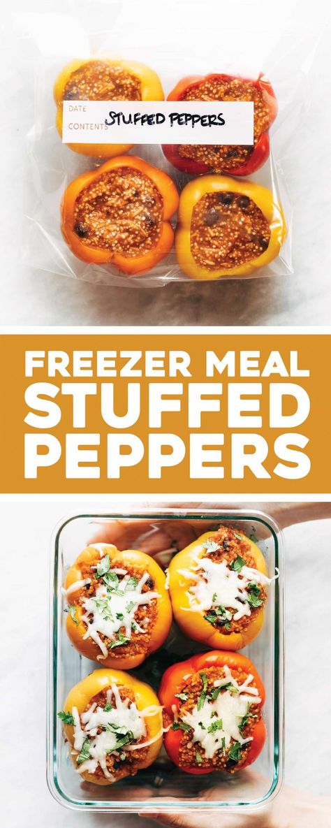 Vegan Freezer Meals, Vegetarian Freezer Meals, Quinoa Stuffed Peppers, Budget Freezer Meals, Freezer Friendly Meals, Freezable Meals, Freezer Meal Planning, Healthy Freezer Meals, Simple Pantry