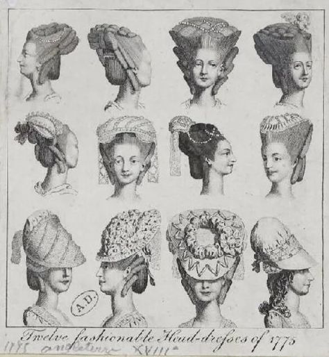 1770s Fashion, 18th Century Hair, 18th Century Hats, 1700 Fashion, Head Dresses, 18th Century Women, American Duchess, 18th Century Dress, Rococo Fashion