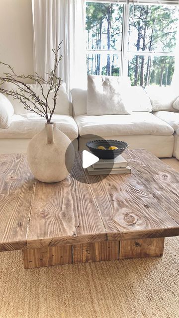 Diy Circle Coffee Table Wood, Cheap Side Table Ideas, Mango Wood Coffee Table Living Room, Sectional With Square Coffee Table, Easy Coffee Table Diy, Diy Wood Coffee Table Rustic, Diy Japandi Coffee Table, Refinish Coffee Table Diy, Diy Coffee Table Wood