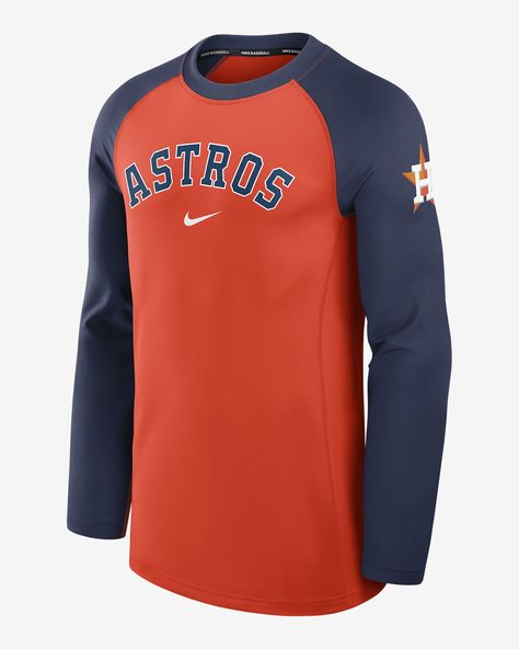 With flexible, 4-way stretch fabric and sweat-wicking technology, the Authentic Collection Game Time T-Shirt helps keep you comfortable and dry on Houston Astros game day. Its team graphics across the chest are accentuated by the two-tone design. Shown: Orange Style: 013D032NHUS-RHE Astros T Shirt, Astros Game, Athletic Clothes, Game Time, 4 Way Stretch Fabric, Orange Fashion, Athletic Outfits, Houston Astros, Men's Nike