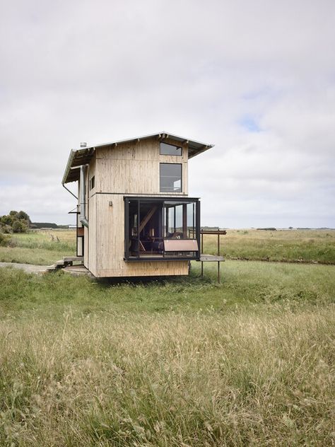 Cabin Building, Square Windows, Prefab Cabins, Compact House, Casa Container, Tiny Cabin, Wood Siding, Cabin In The Woods, The Design Files