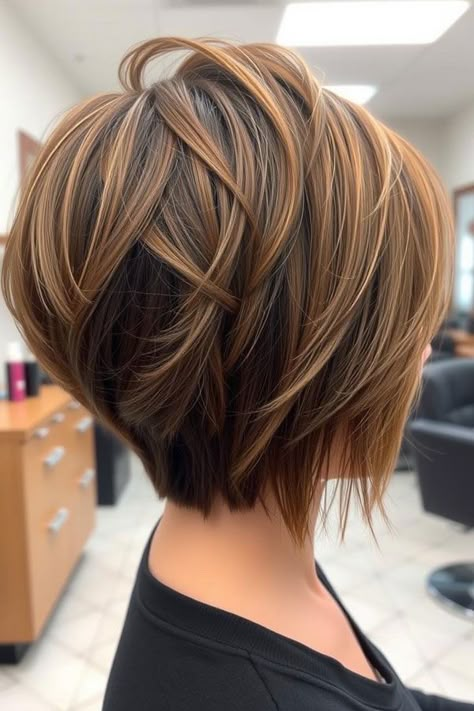 Structured Chocolate-Brown Pixie, Pixie Haircut for Modern Women Short Hair Women Back View, Short Manageable Hair For Women, Hairstyles Long In Front Short In Back, Short Fine Hair Haircuts, Long Front Short Back Hair, Inverted Pixie Bob Hairstyles, Pixie Bob Back View, Bobs For Double Chins, Short Fine Hair Styles For Women