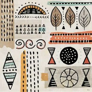 Winston Porter Tribal Tones VIII | Wayfair Canvas Painting Black, Diy Journal Books, Diy Journal, Fine Arts Posters, Painting Canvas, Silver Frame, White Painting, Art Sur Toile, Art Materials