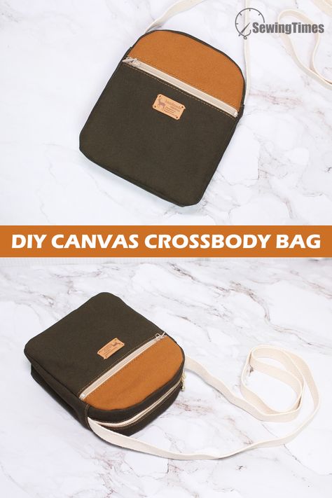 DIY CANVAS CrossBody BAG | Cute Handbag Sewing Pattern & Tutorial [sewingtimes] Canvas Bag Pattern Free, Simple Crossbody Bag Pattern, Crossbody Bag Diy Pattern, Diy Canvas Bag, Cross Body Bag Pattern Free, Diy Crossbody Bag, Backpack Patterns, Crossbody Bag Diy, Sling Bag Pattern