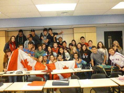 Canadian High School Aesthetic, Canada High School Aesthetic, Canada High School, Canadian High School, School Group Photo, Canada School, Canadian Identity, Exchange Program, School Hallways