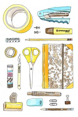 Toolbox by Emma Kelly Art Shed, Drawing Accessories, Tassen Design, Dessin Adorable, Art Tools, Everyday Objects, Art Plastique, Art And Illustration, Cute Illustration