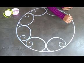 New Year Special Big Rangoli designs Road designs for new year - YouTube Rangoli Designs On Road, Rangoli Designs With White Colour, Road Rangoli Designs, Simple Rangoli For Diwali Festivals, Mugullu Rangoli Designs For New Year, Rangoli Designs Big And Easy, Rangoli Designs Latest New Year, Easy Rangoli For New Year, Rangoli Designs New Year Latest