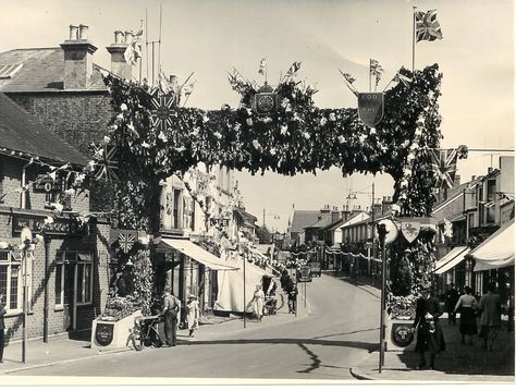 Camden Road dressed for the Queen's Coronation. Queens Coronation, Camden Road, Queen's Coronation, Royal Tunbridge Wells, Kent England, Tunbridge Wells, Lovely Places, Vintage London, Brooms