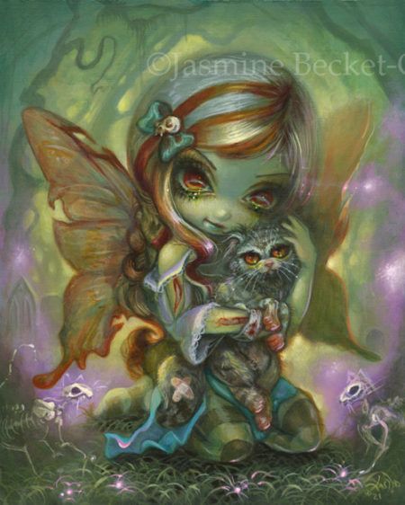 Zombie Kitty, Gothic Art Prints, Griffith Art, Jasmine Beckett Griffith, Creepy Beautiful, Wings Artwork, Gothic Cat, Colouring Heaven, Big Eye Art