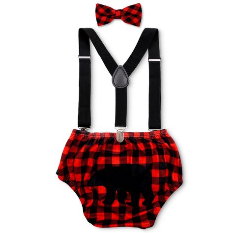 PRICES MAY VARY. LUMBERJACK CAKE SMASH OUTFIT:You will get 1X lumberjack bloomer with black bear printing on the back, 1X red black buffalo plaid bow tie and 1X black Y back suspender.This eye-catching unique photoshoot outfit is sure to wow your guests. SOFT AND COMFORTABLE COTTON MATERIAL:Little bear is made of 97% cotton,which is soft enough for the delicate skin of your baby.Y-back suspender with 3 clips and 2 length adjusters is strong enough to hold the diaper bloomer up tightly. SUITABLE Lumberjack Outfit, Lumberjack Cake Smash, Buffalo Plaid Outfit, Lumberjack Cake, Cake Smash Outfit Boy, Plaid Outfit, Lumberjack Birthday, Baby Cake Smash, Wild One Birthday