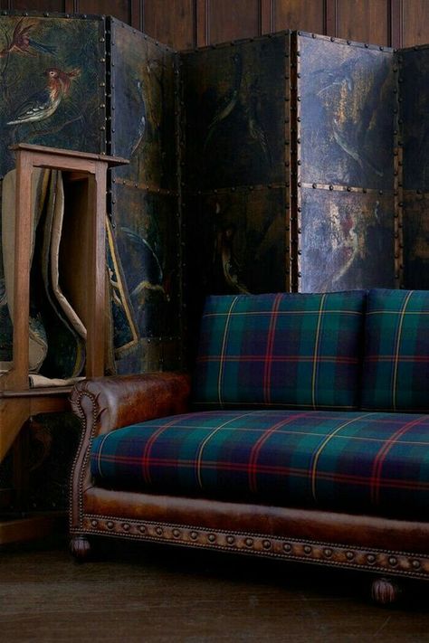 Plaid Couch, Tartan Decor, Ralph Lauren Interiors, Plaid Decor, Sopot, Ralph Lauren Home, Tartan Plaid, Leather Sofa, Perth