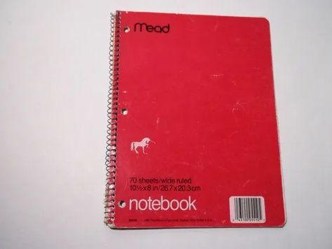 1970's notebook - Google Search Vintage School Supplies, Unicorn Notebook, College Memories, Red Spiral, Unicorn Logo, Subject Labels, Simple Subject, Red Cover, Nostalgic Memories