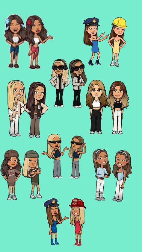 #bitmoji#duo 2 People Bitmoji Ideas, Duo Bitmoji Outfits, Bitmoji Bff Outfits, Duo Bitmoji Ideas, Matching Bitmojis For Best Friends, Bestie Snap, Matching Bitmojis For Couples, Matching Bitmojis, Snap Outfits