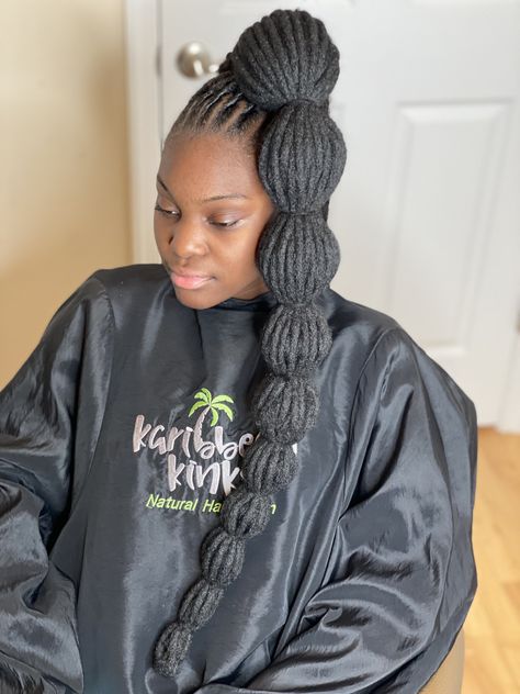 Bubble Ponytail Bubble Loc Ponytail, Bubble Ponytail On Locs, Bubble Ponytail Locs, Loc Bubble Ponytail, Loc Ponytails, Dread Ponytail, Locs Ponytail, Loc Ponytail Styles Dreadlocks, Locs Ponytail Styles