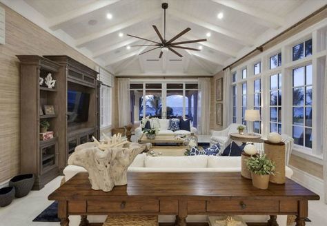 Vaulted Ceilings 101: The Pros, Cons, and Details on Installation - Bob Vila Vaulted Ceiling Decor, Vaulted Ceiling Living Room, Bohemian Kitchen, Luxury Living Room Design, Cottage Living Rooms, Cottage Living, Cathedral Ceiling, Ceiling Beams, Vaulted Ceiling