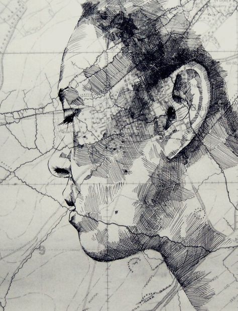 Map Portraits by Ed Fairburn - IGNANT Ed Fairburn, Art Carte, Art Et Illustration, A Level Art, Ap Art, Portrait Drawing, Map Art, 그림 그리기, Artist Art