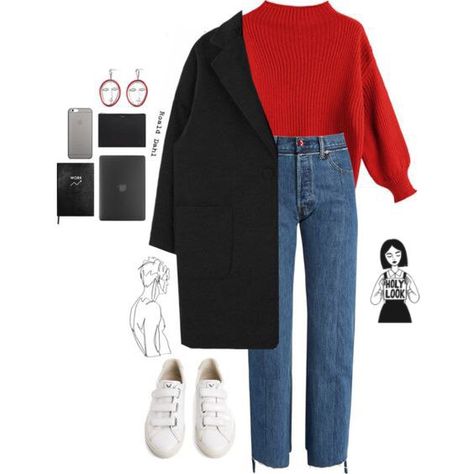 Looks To Recreate, Fall Fashion Looks, Red Sweater, Mode Inspo, 가을 패션, Mode Inspiration, Winter Fashion Outfits, Looks Vintage, White Shoes