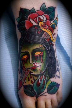 traditional tattoos | TRADITIONAL ZOMBIE GIRL!!! Zombie Viking, Zombie Girl Tattoos, Traditional Viking Tattoos, Tato Tradisional, Zombie Tattoos, Tattoo Style Art, Spooky Tattoos, Halloween Tattoo, Zombie Girl