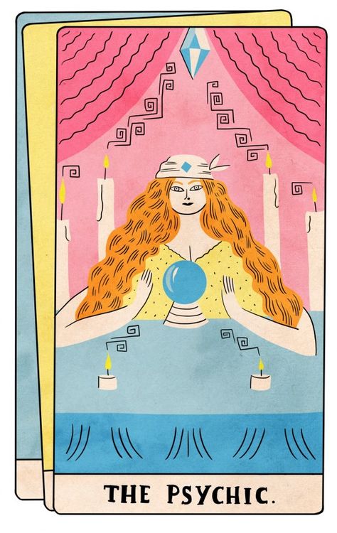 Psychic Illustration, Fortune Teller Illustration, Fortune Teller Tarot Cards, Fortune Teller Poster, Wheel Of Fortune Tarot Illustration, Tarot Card The Wheel Of Fortune, Rookie Magazine, Illustrated Ladies, Fortune Cards