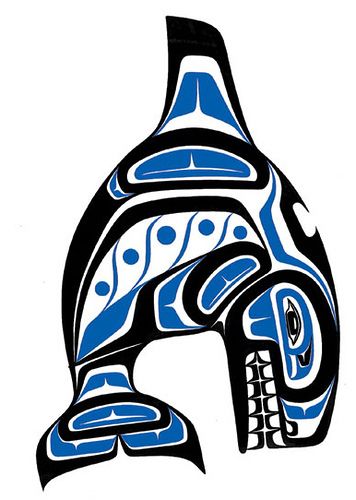 Killer Whale, from the Haida Native Americans. The Haida are an indigenous people of British Columbia, Canada and British North America, formerly the Russian Territories. Tatouage Haida, Whale Meaning, Haida Tattoo, Arte Haida, Orca Tattoo, Alaska Art, Native Artwork, Tattoo Time, Pacific Northwest Art