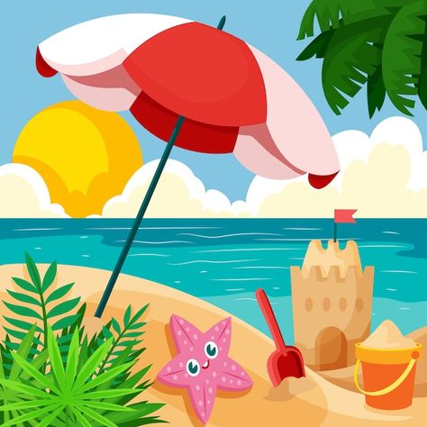 Beach Cartoon, Cartoon Clip, Summer Cartoon, Instagram Editing Apps, Summer Illustration, Cartoon Painting, Class Room, Sea Shore, Instagram Editing