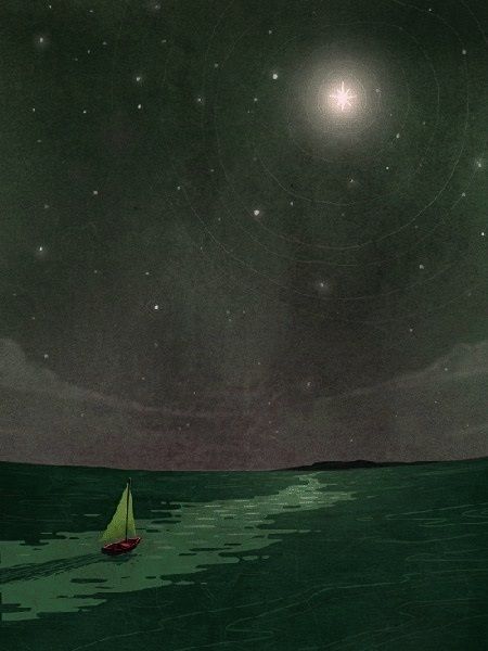 the-rx: “North Star- Dadu Shin ” Dadu Shin, Sea Scape, Star Illustration, A Sky, North Star, Pics Art, Art Stuff, Painting Projects, Stars And Moon