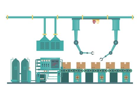 Industrial factory machine and manufacture process technology in flat style Machine Illustration Factory, Factory Illustration Industrial, Human Trafficking Art, Industry Illustration, Factory Illustration, Machine Illustration, Robot Factory, Factory Machine, Vietnam Map