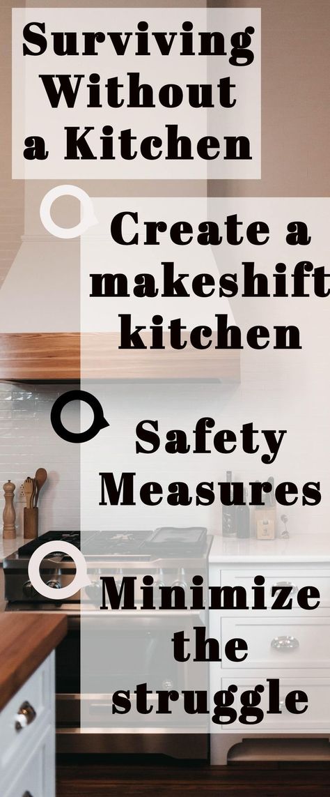 Surviving without a kitchen is hard. Whether you are in the middle of a kitchen remodel, or rent a room with little kitchen access, making your own makeshift kitchen can save you from a lot of pain. Makeshift Kitchen, Kitchen Safety, Diy Kitchen Renovation, Mid Century Modern Kitchen, Studio Kitchen, Cabinet Makeover, Little Kitchen, Kitchen Remodel Idea, Country Home Decor