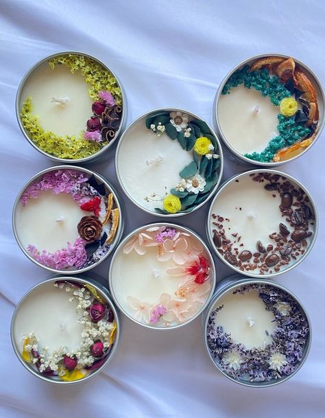 Floral Scented Candle | Botanical Candle | Soy Candle | Housewarming gift | 4 oz Candle | gift for her | Special Candle | Aesthetic Candle by ChiieCollections on Etsy Lavander Candle, Candle With Flowers, Scented Candles Aesthetic, Earthy Candles, Candle Making Recipes, Botanical Candle, Aesthetic Candle, Summer Candles, Floral Candle