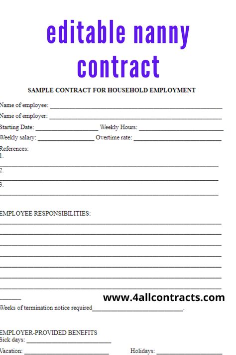 editable babysitter template in word to edit and print Agreement Document, Nanny Contract Template, Nanny Contract, Work Agreement, Photographers Contract, Nanny Agency, Room Rental Agreement, Cleaning Contracts, Nanny Life